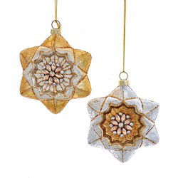 Ornament glas goud-zilver ster l10cm