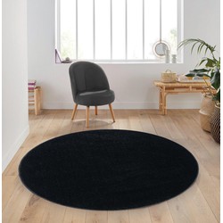 Rond Mono vloerkleed - Effen Modern - Zwart