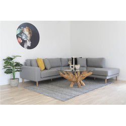 Salontafel Teakhout Ø110cm - Glazen Blad - Tafel Amazonas