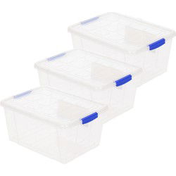 Plasticforte Opslagbakken met deksel - 3x - 16L - 40 x 30 x 21 cm - Opbergbox