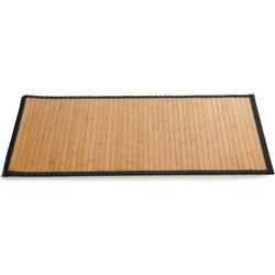 Giftdecor Vloermat - anti-slip - bamboe - 50 x 80 cm - zwarte rand - Badmatjes