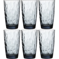 Set van 6x stuks waterglazen/longdrinkglazen blauw 470 ml - Longdrinkglazen