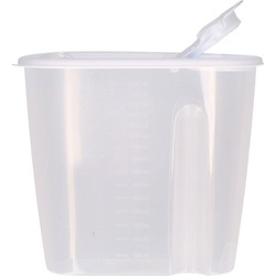 Excellent Houseware Voedselcontainer strooibus - wit - 1,5 liter - kunststof - 19,5 x 9,5 x 17 cm - Voorraadpot