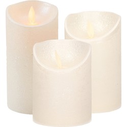 Set van 3x stuks Creme Parel Led kaarsen met bewegende vlam - LED kaarsen