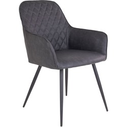 Harbo Dining Chair - Chair in dark grey PU with black legs - set of 2