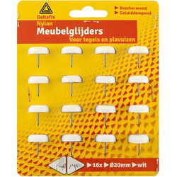 Meubelglijder nylon wit 20mm 16st