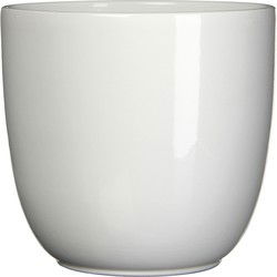 Mica Decorations Bloempot/plantenpot - wit - keramiek - D22 cm x H20 - Plantenpotten