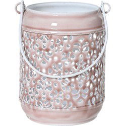 Theelichthouder ijzer d11h13 cm roze