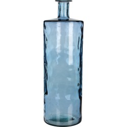 Mica Decorations Guan Fles Vaas - H75 x Ø25 cm - Gerecycled Glas - Blauw