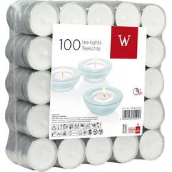 100x Theelichten wit 4 branduren in zak - Waxinelichtjes