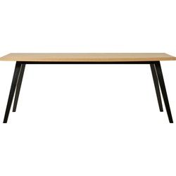 Eettafel Rechthoek 200cm - Naturel/Zwart - Eikenfineer - Amora