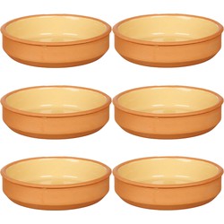 Set 16x tapas/creme brulee serveer schaaltjes terracotta/geel 16x4 cm - Snack en tapasschalen