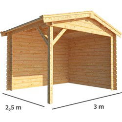 Overkapping Fenna 300 cm bij 250 cm diep Zadeldak