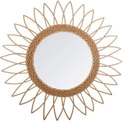 Atmosphera Wandspiegel - bloem - rotan - D50 cm - bohemian/boho - Spiegels