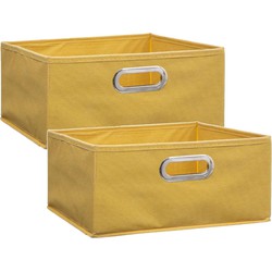 Set van 4x stuks opbergmand/kastmand 14 liter geel linnen 31 x 31 x 15 cm - Opbergmanden