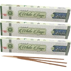 3x pakjes Goloko wierook Witte Salie geur met 20 stokjes - Wierookstokjes