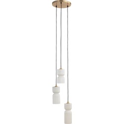 PTMD Zhen White embossed rib glass multi hanging lamp