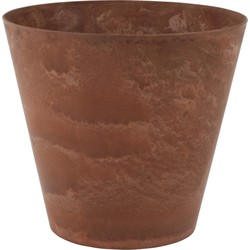 Plantenpot/bloempot in een natuursteen look Dia 22 cm en Hoogte 20 cm dark terra cotta - Plantenpotten