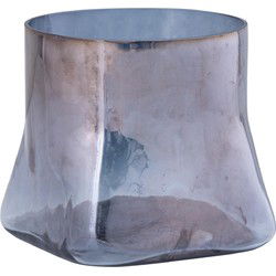 PTMD Windlicht Deklin - 15x15x15 cm - Glas - Grijs