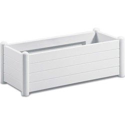 Rechthoekige bloembak van STEFANPLAST - Houten afwerking - 100x43xH35cm - 80L - Wit