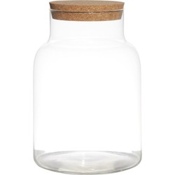 Glazen voorraadpot/snoeppot vaas van 17.5 x 25 cm met kurk dop - Voorraadpot