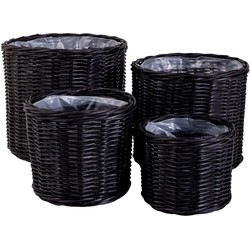 Bogor Baskets - 4 round baskets in black with plastic inside