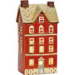 Lichthuis van aardewerk, rood/beige (B/H/D) 12x24x9cm