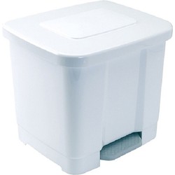 Dubbele/2-vaks afvalemmer/vuilnisemmer wit 35 liter met deksel en pedaal - Pedaalemmers
