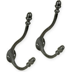 A PAIR OF 4 CAST IRON WALL HOOKS