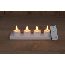 Set 4 St 3D Wick Inductive Rechargeable White Tealight