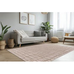 Lotus Home - Modern Vloerkleed - 100% Polyester, Laagpolig, 3D Effect - Beige- 200x290 CM
