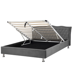 METZ  - Bed met opbergruimte - Donkergrijs - 160 x 200 cm - Fluweel