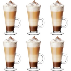 Glasmark Caffe Latte/koffie glazen Paris - glas - 6x - 250 ml - Koffie- en theeglazen