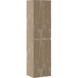 Badplaats Badkamerkast Thermis 40 x 30 x 150 cm - Licht Eiken - Hangende Kolomkast met 2 Deuren
