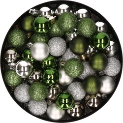 Set van 40x stuks kunststof kerstballen mix zilver en groen 3 cm - Kerstbal