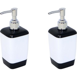 2x Stuks Zeeppompje/dispenser kunststof wit/zwart 8 x 17 cm - Zeeppompjes