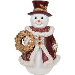 Clayre & Eef Decoratie Beeld Sneeuwpop Wit Kunststof