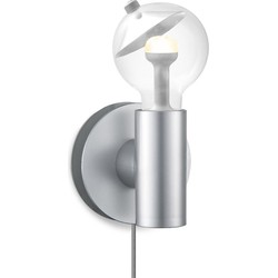 Move Me wandlamp Wally - grijs / Cone 3W - zilver