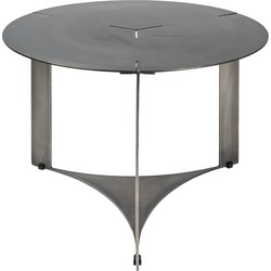 PTMD Ferrum Grey oldnickle metal coffeetable round 60cm