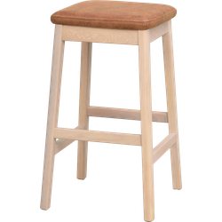 Livermore eikenhouten barkruk whitewash met bruin kunstleer zitkussen - 68 cm