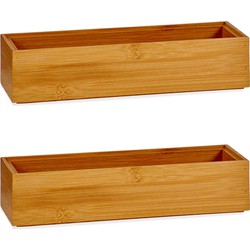 2x Stuks Kast/lade/make-up organizers bamboe hout bakje 23 x 7 x 5 cm - Make-up dozen