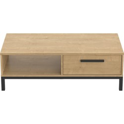 Salontafel met 1 lade en 1 vak, eikenhouten decor Hamilton en zwart - L110,4 cm