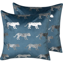 BLUEBELL  - Sierkussen set van 2 - Blauw - 45 x 45 cm - Fluweel
