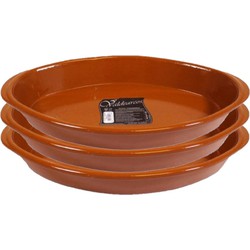 Set van 3x stuks tapas ovenschalen/serveerschalen ovaal terracotta Fontein 2.8 liter - Snack en tapasschalen