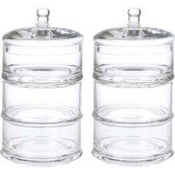 Cosy & Trendy glazen snoeppot 3 laags - 2x - 12 x 22 cm - bonbonniere - Voorraadpot