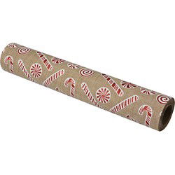 Clayre & Eef Tafelloper Beige Rood Synthetisch Kerst