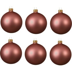 6x Glazen kerstballen mat oud roze 6 cm kerstboom versiering/decoratie - Kerstbal