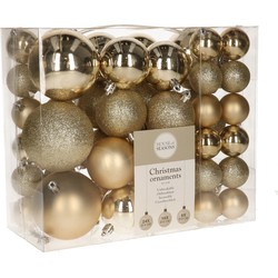 46x stuks kunststof kerstballen champagne 4, 6 en 8 cm - Kerstbal