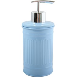 MSV Zeeppompje/dispenser - Industrial - metaal - pastel blauw - 7.5 x 17 cm - 250 ml - Zeeppompjes