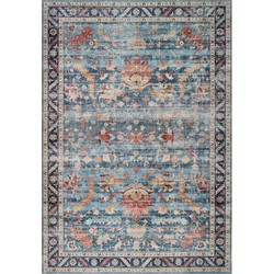 Vercai Rugs Vintage Collectie - Hoogpolig Vloerkleed - Machine Wasbaar - Chenille/ Polyester - Blauw - 160x230 cm